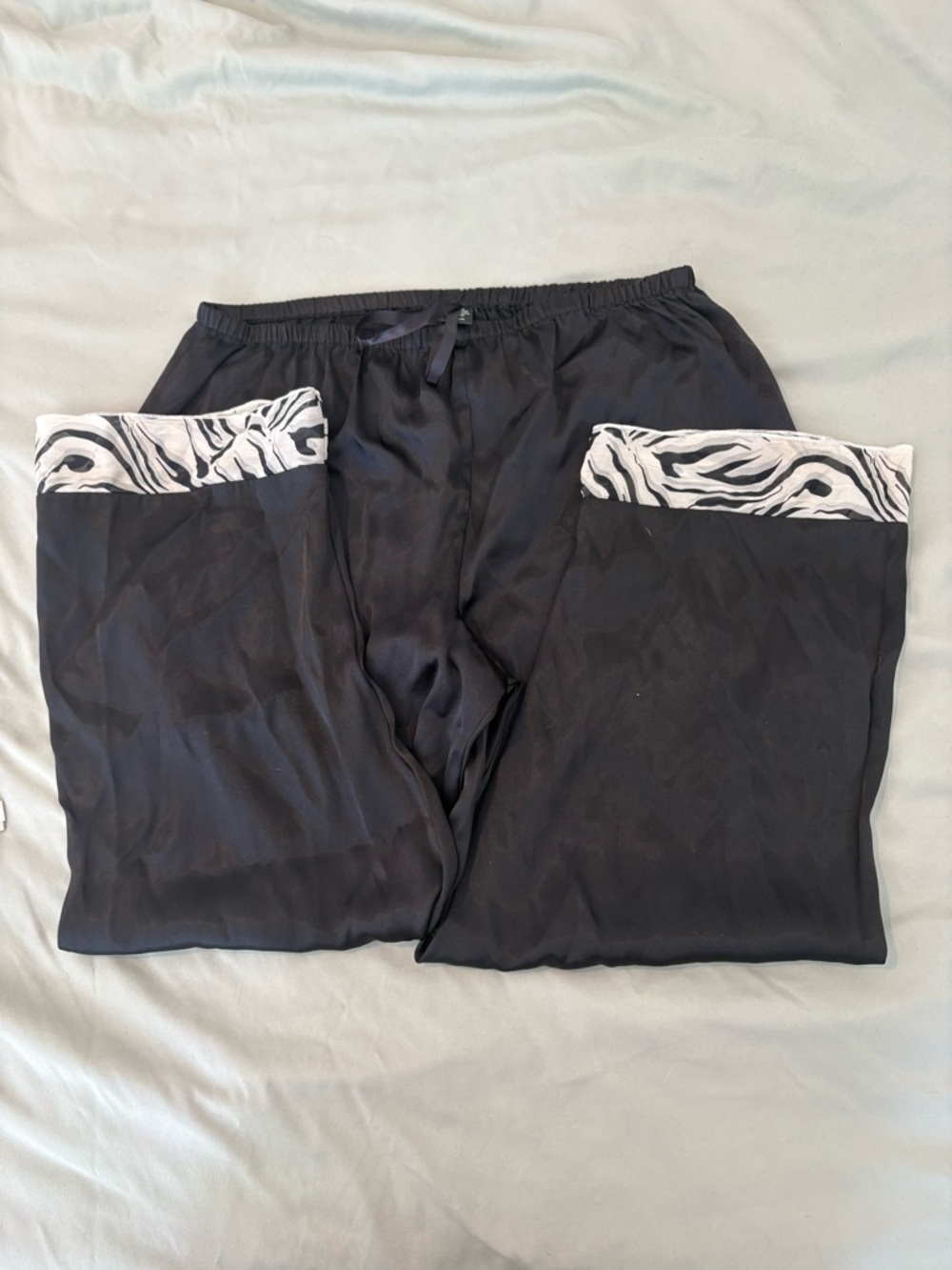 Jones New York Black Pajama Pants with White Zebra Cuffs